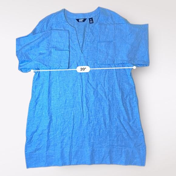 Lands End Bright Blue V-Neck‎ Linen Tunic Top Size M - Picture 4 of 8